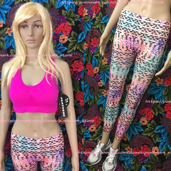 NEW 2-PIECE ATHLETIC MULTI COLOR JOGGERS & PINK TOP - Picture 1 of 9